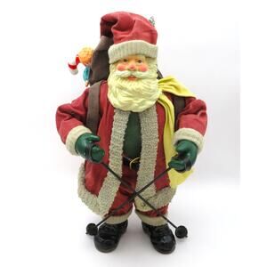 Vintage Clothtique Style Skiing Santa 9.5" Possible Dreams Christmas Figurine